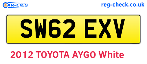 SW62EXV are the vehicle registration plates.