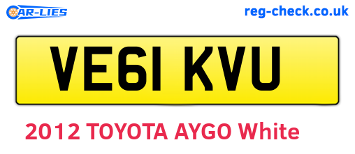 VE61KVU are the vehicle registration plates.