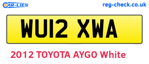 WU12XWA are the vehicle registration plates.