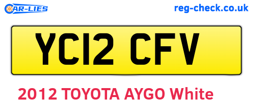 YC12CFV are the vehicle registration plates.