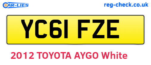 YC61FZE are the vehicle registration plates.