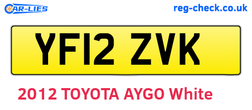 YF12ZVK are the vehicle registration plates.