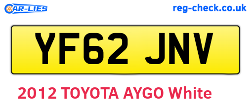 YF62JNV are the vehicle registration plates.