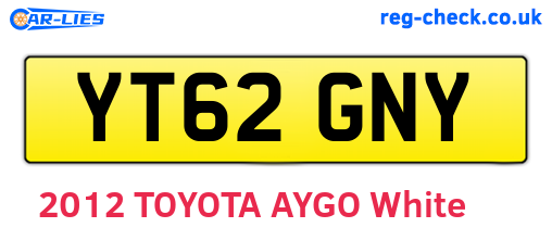 YT62GNY are the vehicle registration plates.