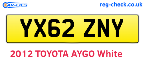 YX62ZNY are the vehicle registration plates.