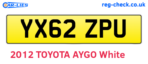 YX62ZPU are the vehicle registration plates.