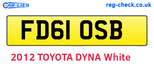 FD61OSB are the vehicle registration plates.