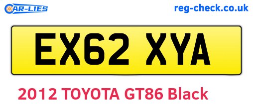 EX62XYA are the vehicle registration plates.