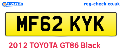 MF62KYK are the vehicle registration plates.