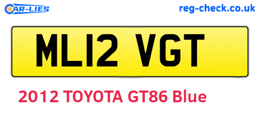 ML12VGT are the vehicle registration plates.