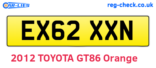 EX62XXN are the vehicle registration plates.