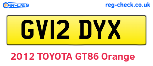 GV12DYX are the vehicle registration plates.