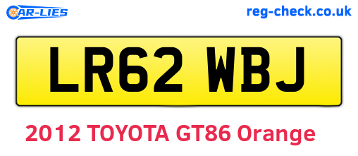 LR62WBJ are the vehicle registration plates.