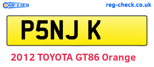 P5NJK are the vehicle registration plates.