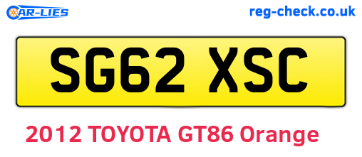 SG62XSC are the vehicle registration plates.