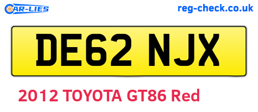 DE62NJX are the vehicle registration plates.