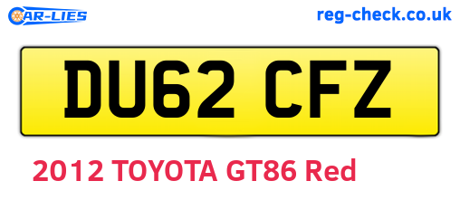 DU62CFZ are the vehicle registration plates.