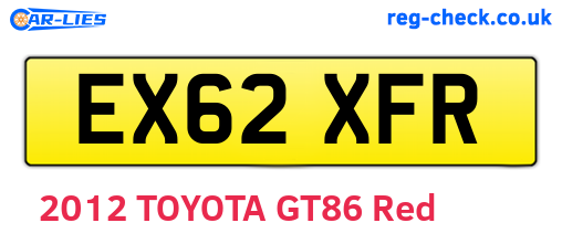 EX62XFR are the vehicle registration plates.