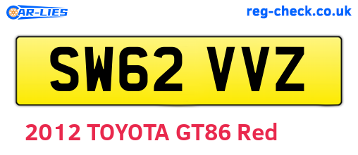 SW62VVZ are the vehicle registration plates.