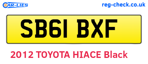 SB61BXF are the vehicle registration plates.