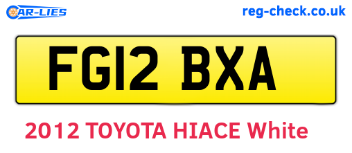 FG12BXA are the vehicle registration plates.