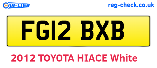 FG12BXB are the vehicle registration plates.