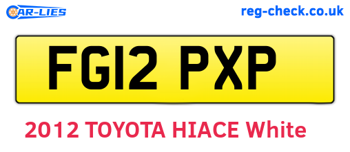 FG12PXP are the vehicle registration plates.