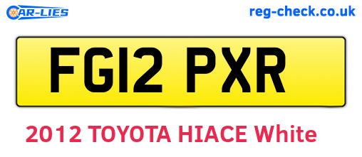 FG12PXR are the vehicle registration plates.