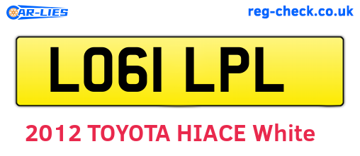 LO61LPL are the vehicle registration plates.