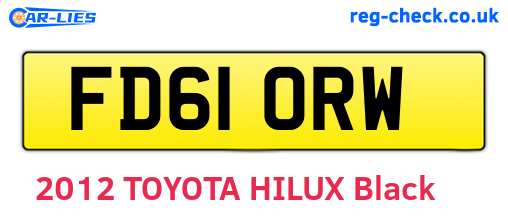 FD61ORW are the vehicle registration plates.