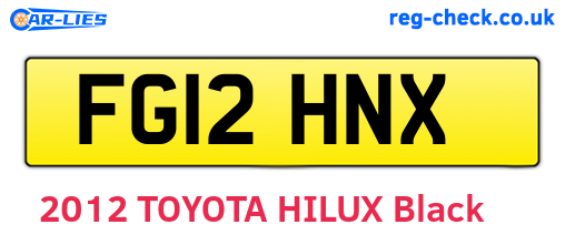 FG12HNX are the vehicle registration plates.