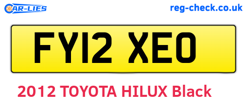 FY12XEO are the vehicle registration plates.