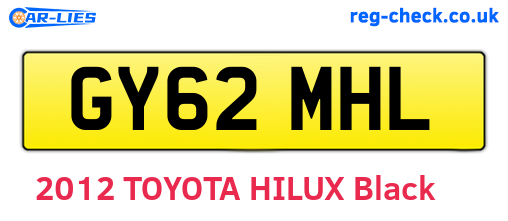 GY62MHL are the vehicle registration plates.