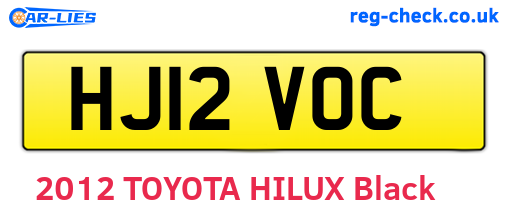 HJ12VOC are the vehicle registration plates.
