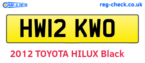 HW12KWO are the vehicle registration plates.