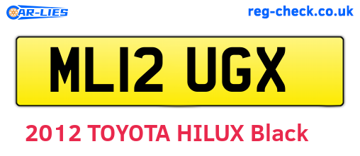 ML12UGX are the vehicle registration plates.