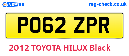 PO62ZPR are the vehicle registration plates.