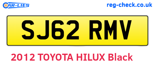 SJ62RMV are the vehicle registration plates.