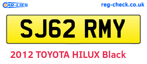 SJ62RMY are the vehicle registration plates.