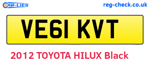 VE61KVT are the vehicle registration plates.