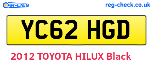 YC62HGD are the vehicle registration plates.