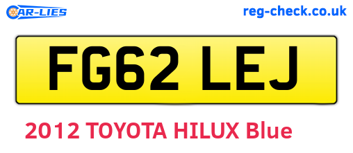 FG62LEJ are the vehicle registration plates.