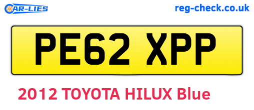 PE62XPP are the vehicle registration plates.