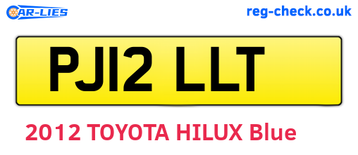 PJ12LLT are the vehicle registration plates.