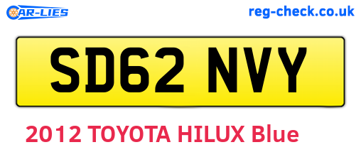 SD62NVY are the vehicle registration plates.