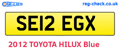 SE12EGX are the vehicle registration plates.