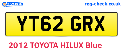 YT62GRX are the vehicle registration plates.