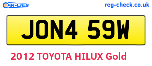 JON459W are the vehicle registration plates.