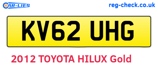 KV62UHG are the vehicle registration plates.