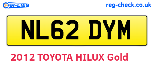 NL62DYM are the vehicle registration plates.
